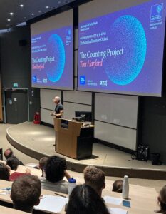 Tim Harford giving the Inaugural Vicky Neale Public Lecture 2024